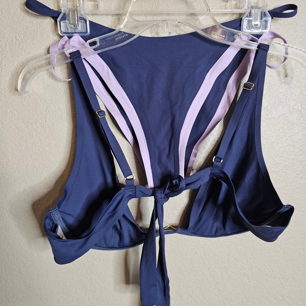 L Space Alana Underwire Top, Billie Bitsy Bottom Bikini Set Navy Lilac Large XL - Picture 6 of 10